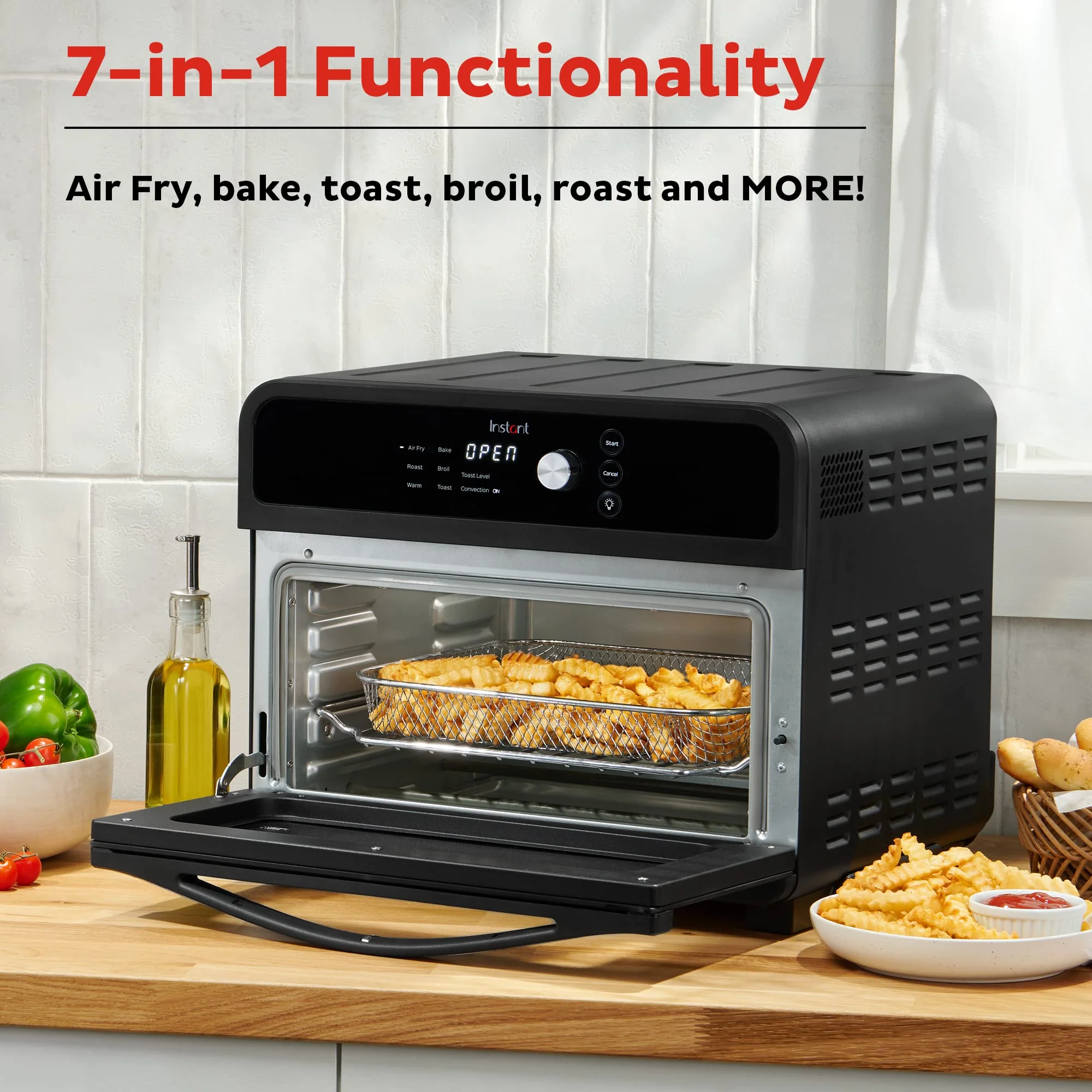 Instant Omni Air Fryer Toaster Oven Combo 19 QT/18L, From the Makers of Instant Pot, 7-in-1 Functions, Fits a 12" Pizza Oven, 6 Slices of Bread, App with Over 100 Recipes, Black Finish - Image 7