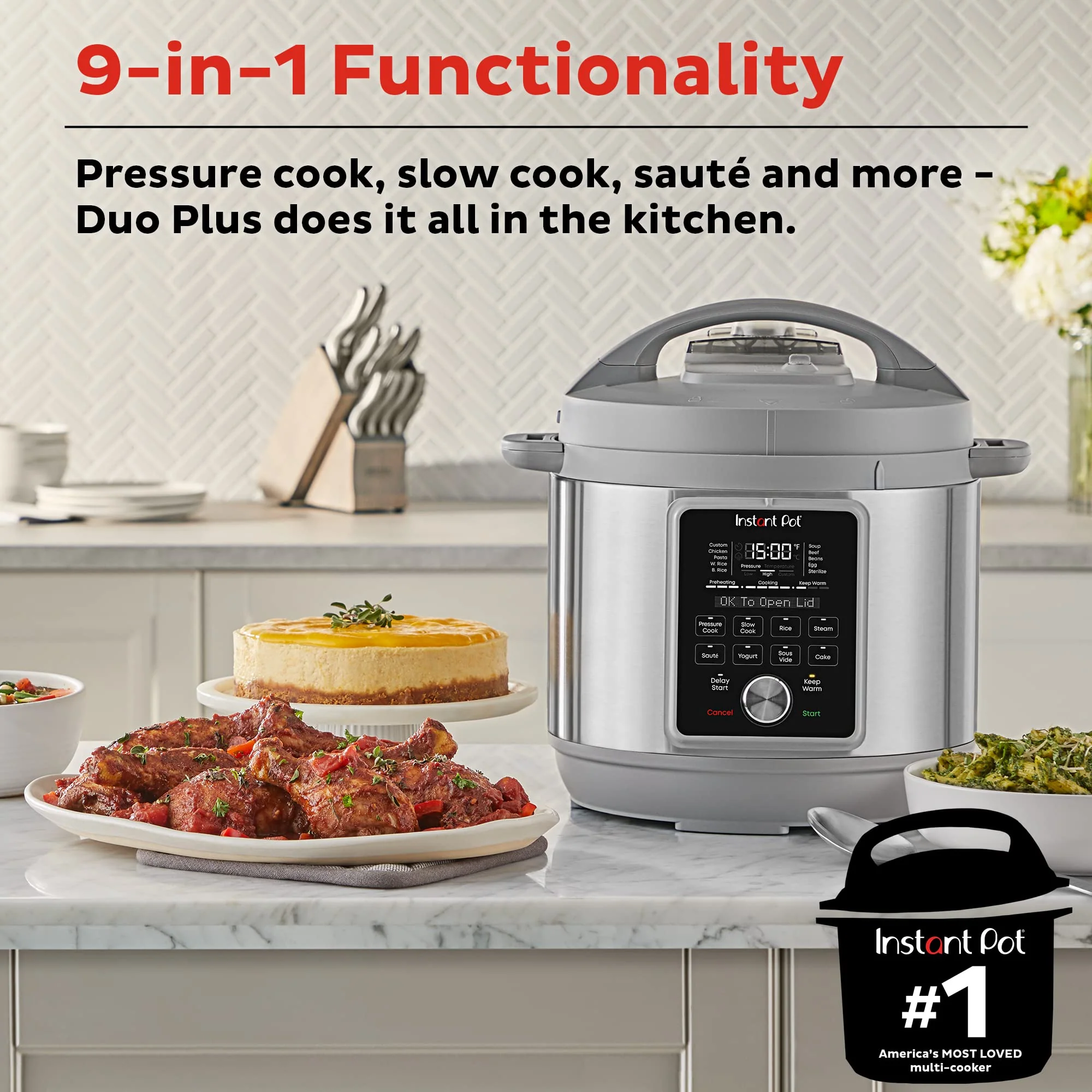 Instant Pot Duo Plus, 8-Quart Whisper Quiet 9-in-1 Electric Pressure Cooker, Slow Rice Cooker, Steamer, Sauté, Yogurt Maker, Warmer & Sterilizer, App With Over 800 Recipes, Stainless Steel - Image 7