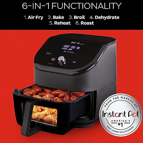 Instant Pot Vortex Plus 6-Quart Air Fryer Oven, From the Makers of Instant Pot with ClearCook Quiet Cooking Window, Digital Touchscreen, App with over 100 Recipes, Single Basket, Black - Image 2