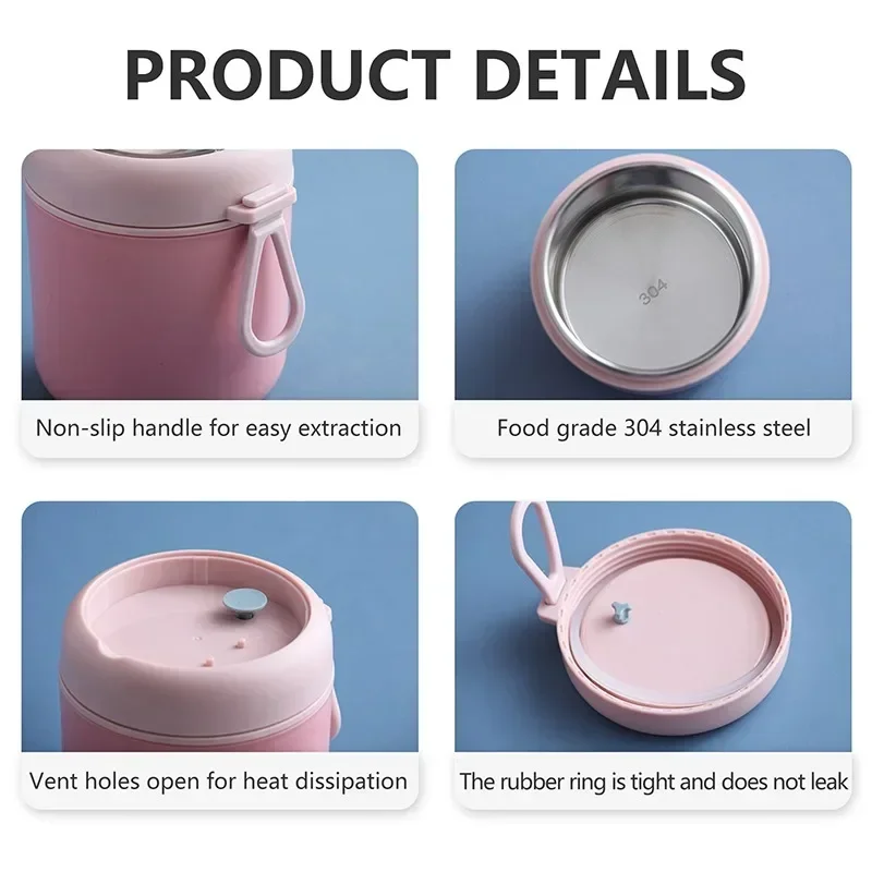 Insulated Lunch Box, Food Container, Stainless Steel Vacuum Cup, Soup Cup, Insulated Bento, Food Thermos With Spoon - Image 5