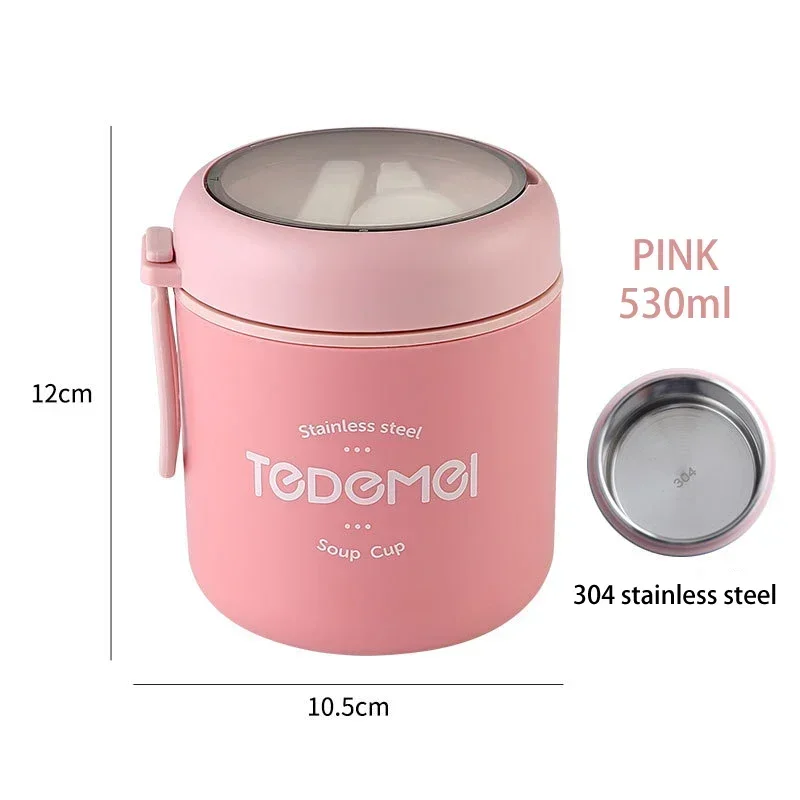 Insulated Lunch Box, Food Container, Stainless Steel Vacuum Cup, Soup Cup, Insulated Bento, Food Thermos With Spoon - Image 7