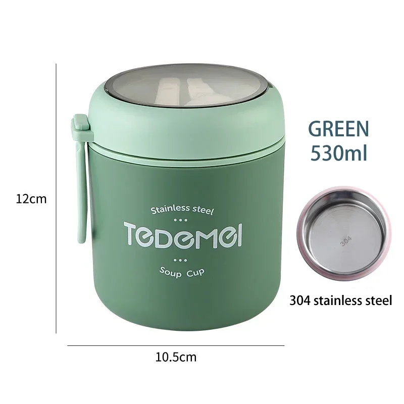 Insulated Lunch Box, Food Container, Stainless Steel Vacuum Cup, Soup Cup, Insulated Bento, Food Thermos With Spoon - Image 8