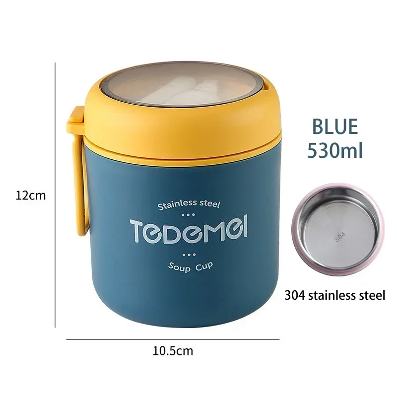 Insulated Lunch Box, Food Container, Stainless Steel Vacuum Cup, Soup Cup, Insulated Bento, Food Thermos With Spoon - Image 9