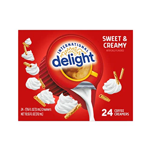 International Delight Coffee Creamer Singles, Sweet & Creamy, Shelf Stable Flavored Creamer, 24 Ct, 0.44 FL OZ, Pre-Portioned Creamers - Image 2