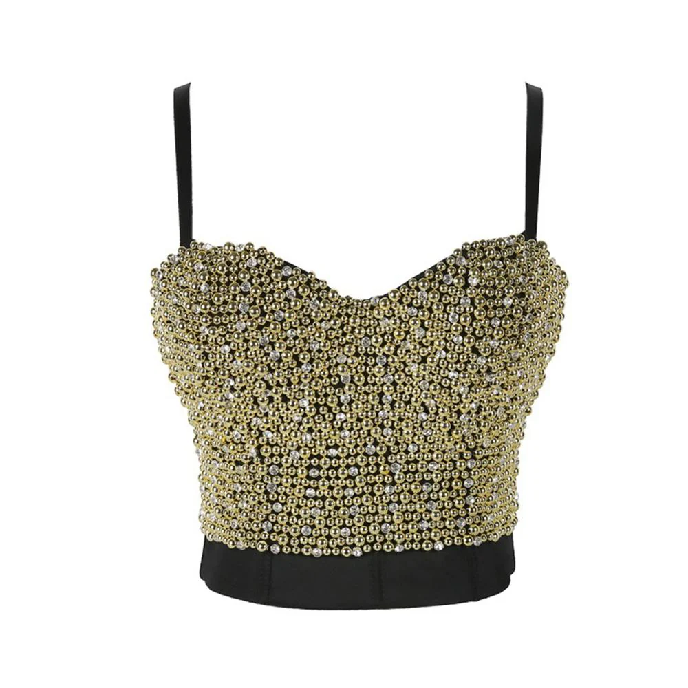 Irene Tinnie Hand-made Pearls Jewel Diamond Bralet Women's Bustier Bra Wedding Party Corset Cropped Top Vest Plus Size - Image 12