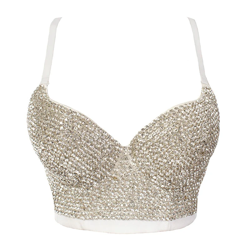 Irene Tinnie Hand-made Pearls Jewel Diamond Bralet Women's Bustier Bra Wedding Party Corset Cropped Top Vest Plus Size - Image 13