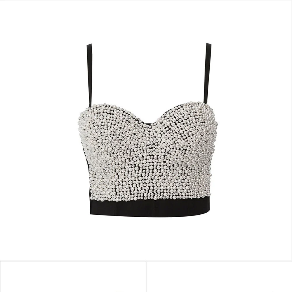 Irene Tinnie Hand-made Pearls Jewel Diamond Bralet Women's Bustier Bra Wedding Party Corset Cropped Top Vest Plus Size - Image 24