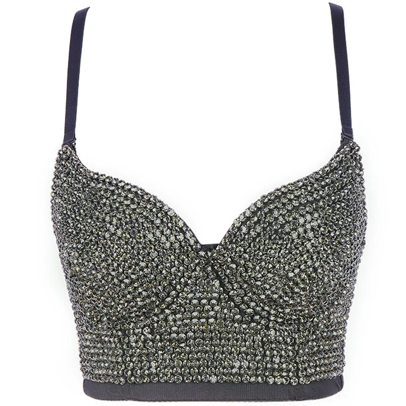 Irene Tinnie Hand-made Pearls Jewel Diamond Bralet Women's Bustier Bra Wedding Party Corset Cropped Top Vest Plus Size - Image 26