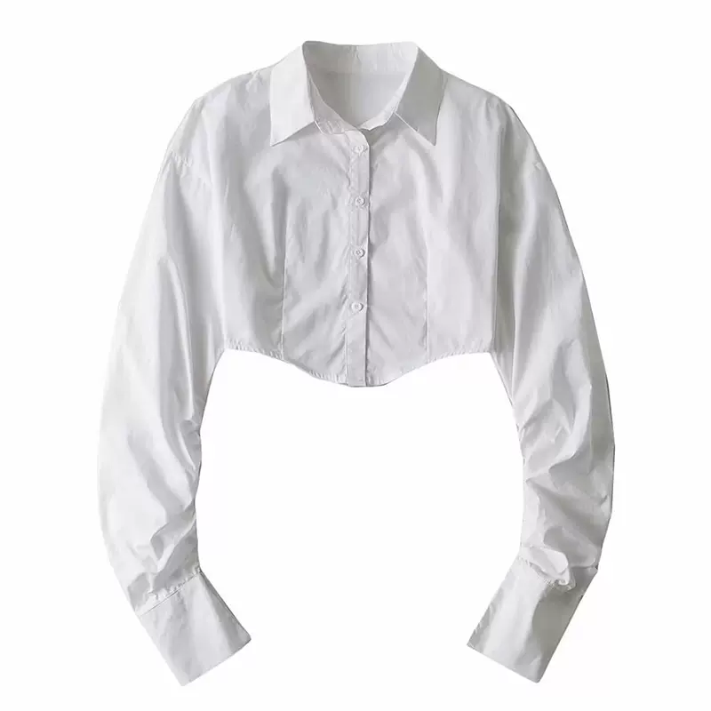 Irregular Shirts Women Sexy Crop Tops Streetwear Ins Spring Slim European Style Fashion Long Sleeve Y2k Females Minimalist Mujer - Image 2