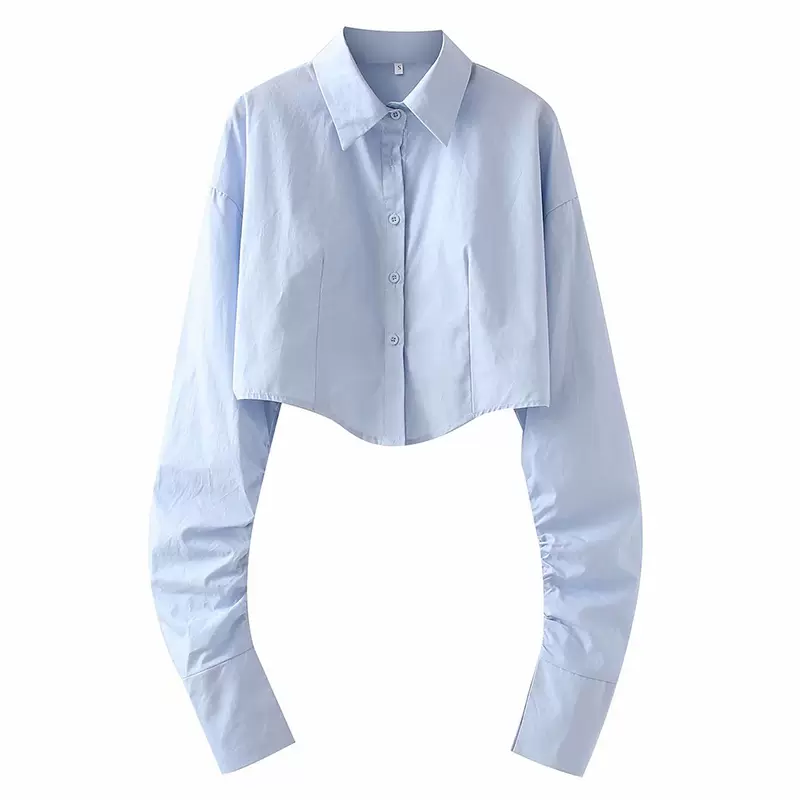 Irregular Shirts Women Sexy Crop Tops Streetwear Ins Spring Slim European Style Fashion Long Sleeve Y2k Females Minimalist Mujer - Image 3