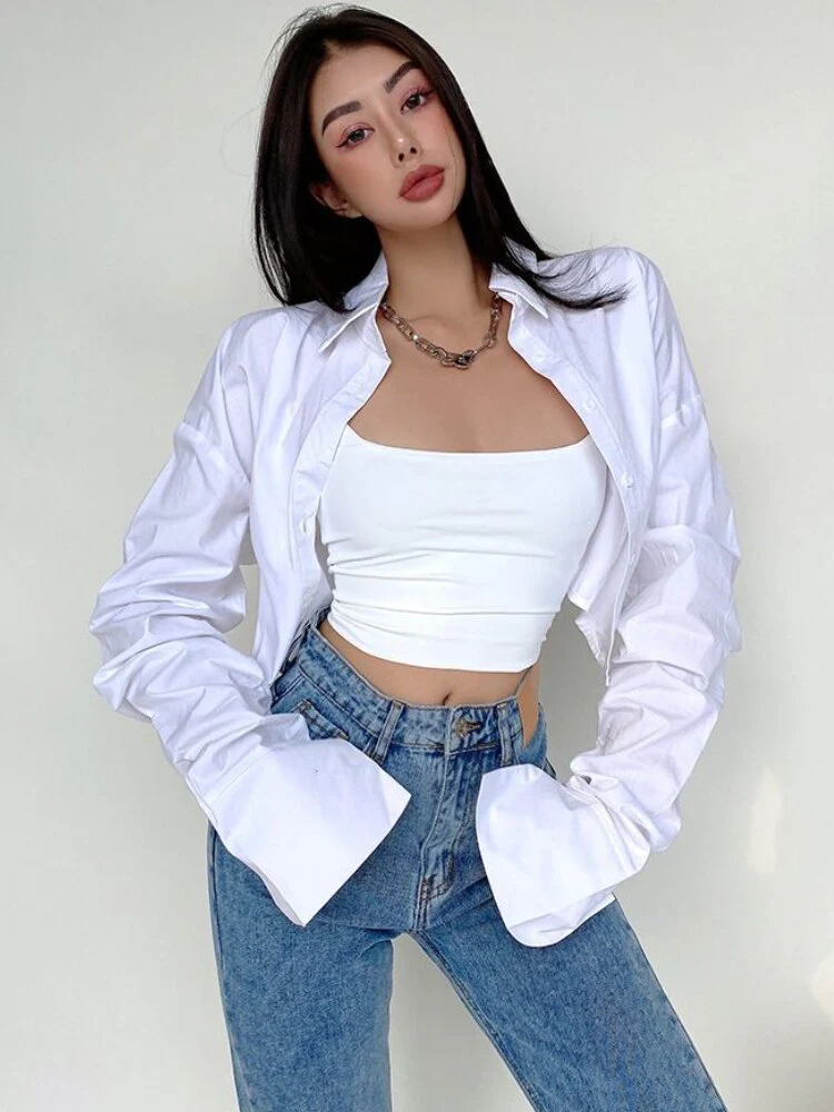 Irregular Shirts Women Sexy Crop Tops Streetwear Ins Spring Slim European Style Fashion Long Sleeve Y2k Females Minimalist Mujer - Image 6