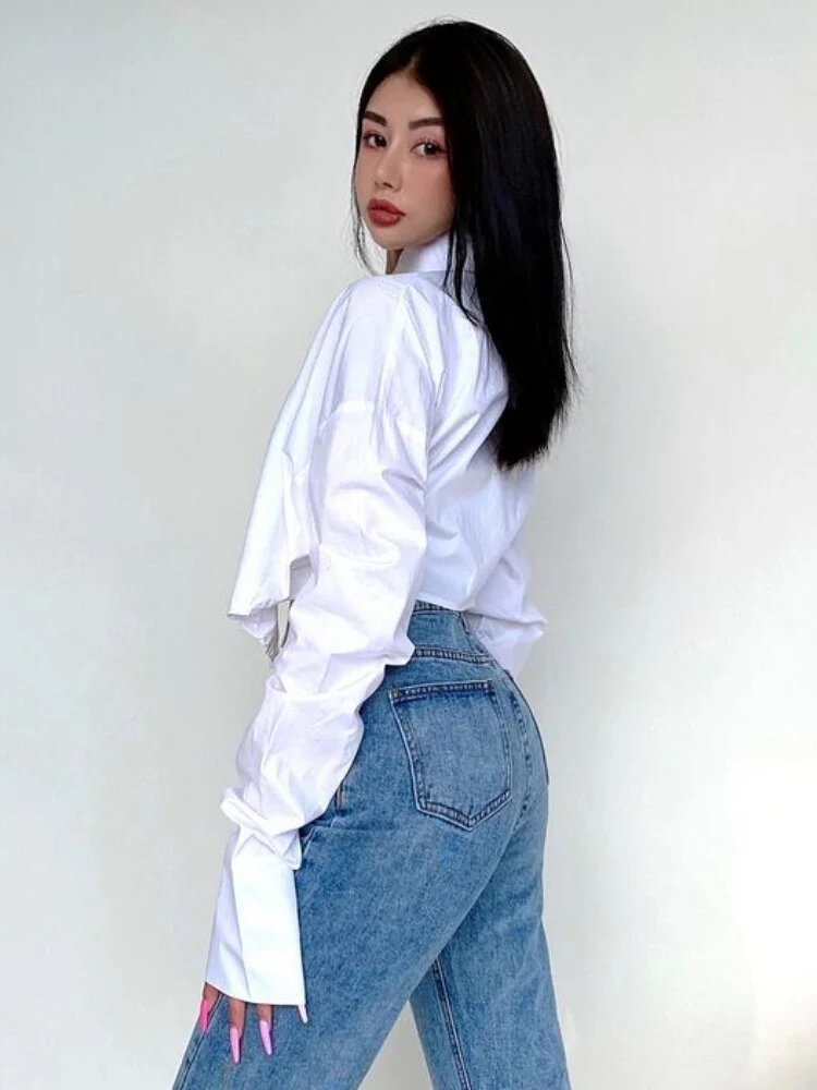 Irregular Shirts Women Sexy Crop Tops Streetwear Ins Spring Slim European Style Fashion Long Sleeve Y2k Females Minimalist Mujer - Image 7