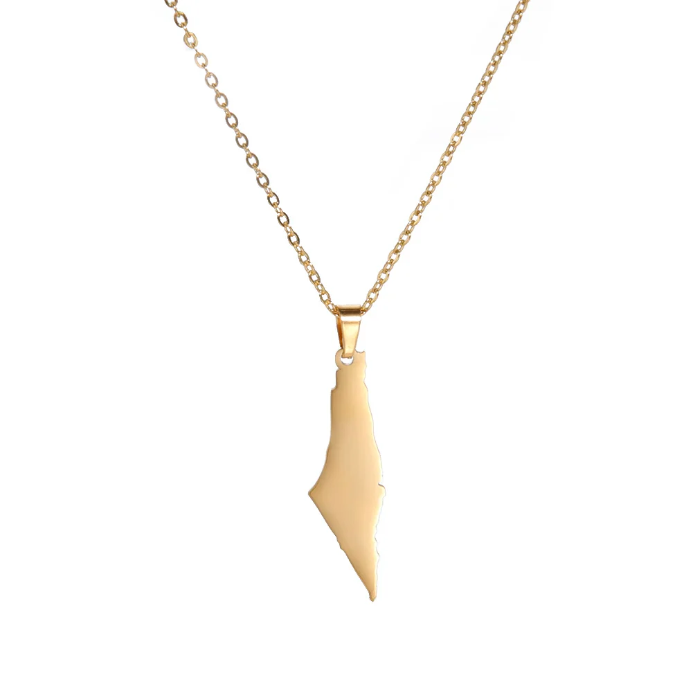 Israel Palestine Map Pendant Necklace For Women Men Arabic African Jamaica Stainless Steel Gold Color Chain Necklaces Jewelry - Image 14