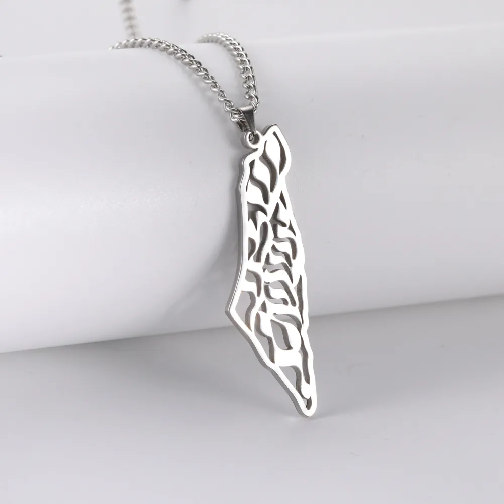 Israel Palestine Map Pendant Necklace For Women Men Arabic African Jamaica Stainless Steel Gold Color Chain Necklaces Jewelry - Image 17