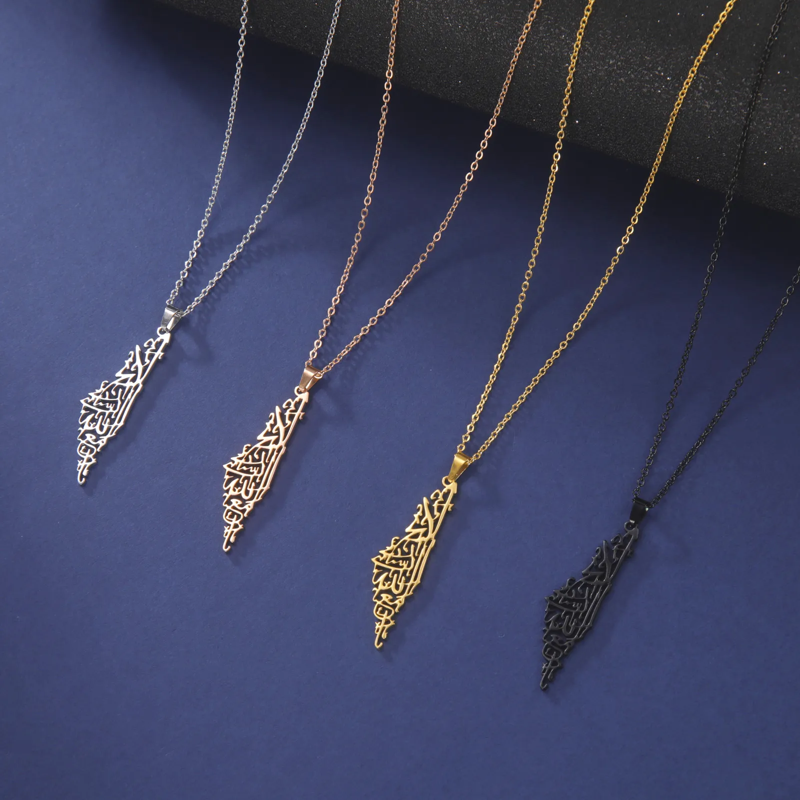 Israel Palestine Map Pendant Necklace For Women Men Arabic African Jamaica Stainless Steel Gold Color Chain Necklaces Jewelry - Image 5