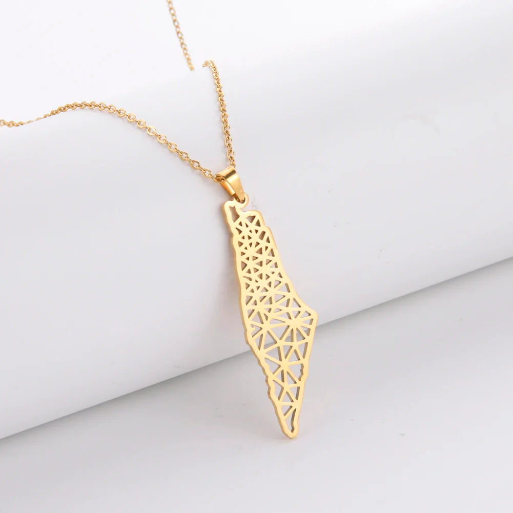 Israel Palestine Map Pendant Necklace For Women Men Arabic African Jamaica Stainless Steel Gold Color Chain Necklaces Jewelry - Image 7