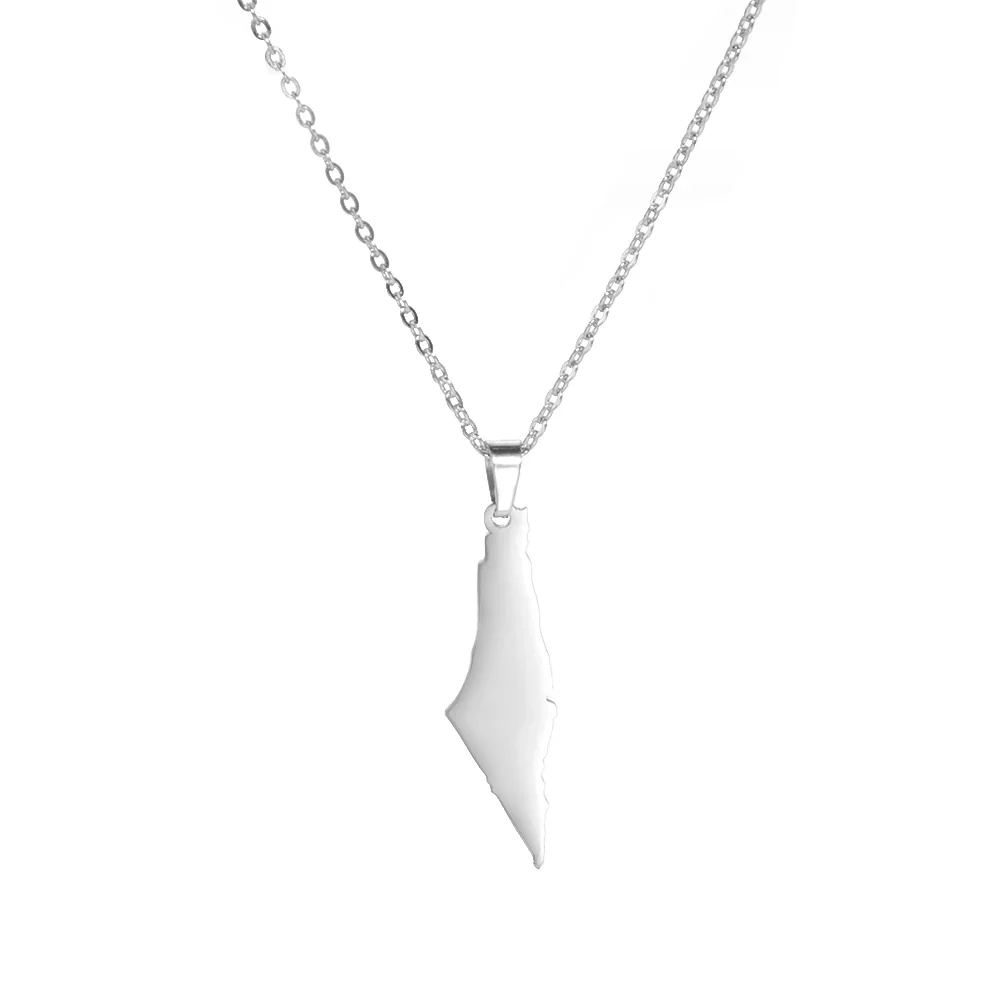 Israel Palestine Map Pendant Necklace For Women Men Arabic African Jamaica Stainless Steel Gold Color Chain Necklaces Jewelry - Image 8