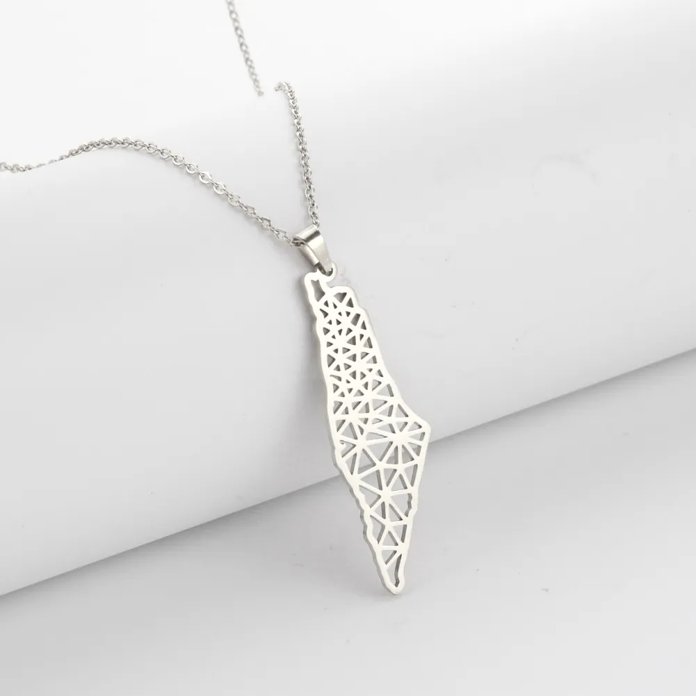 Israel Palestine Map Pendant Necklace For Women Men Arabic African Jamaica Stainless Steel Gold Color Chain Necklaces Jewelry - Image 9