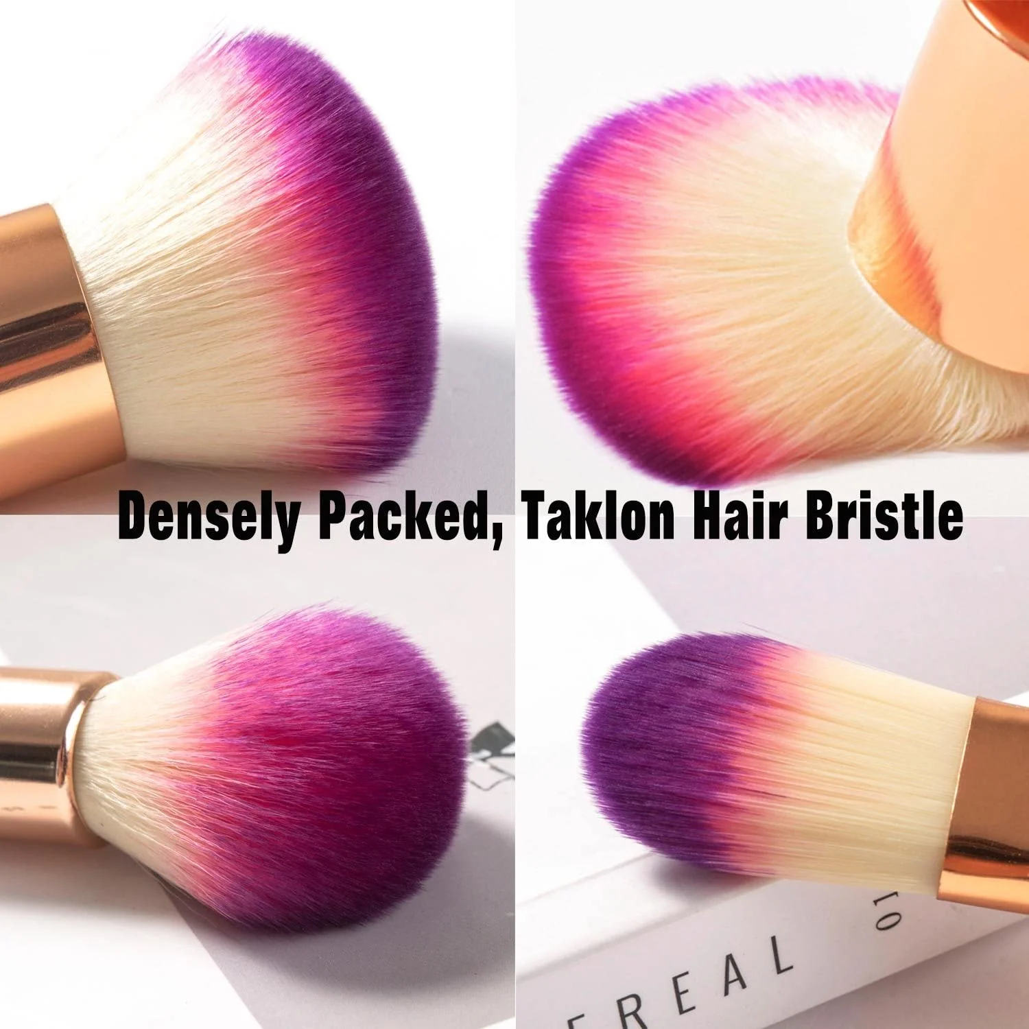 JAF 26pcs Makeup Brush Set Professional Kabuki Full Face Contour Brush Set Pink Complete Vegan Brush Kit, Soft Make Pretty Cute Rose Gold Cosmetic brush Purple - Image 6