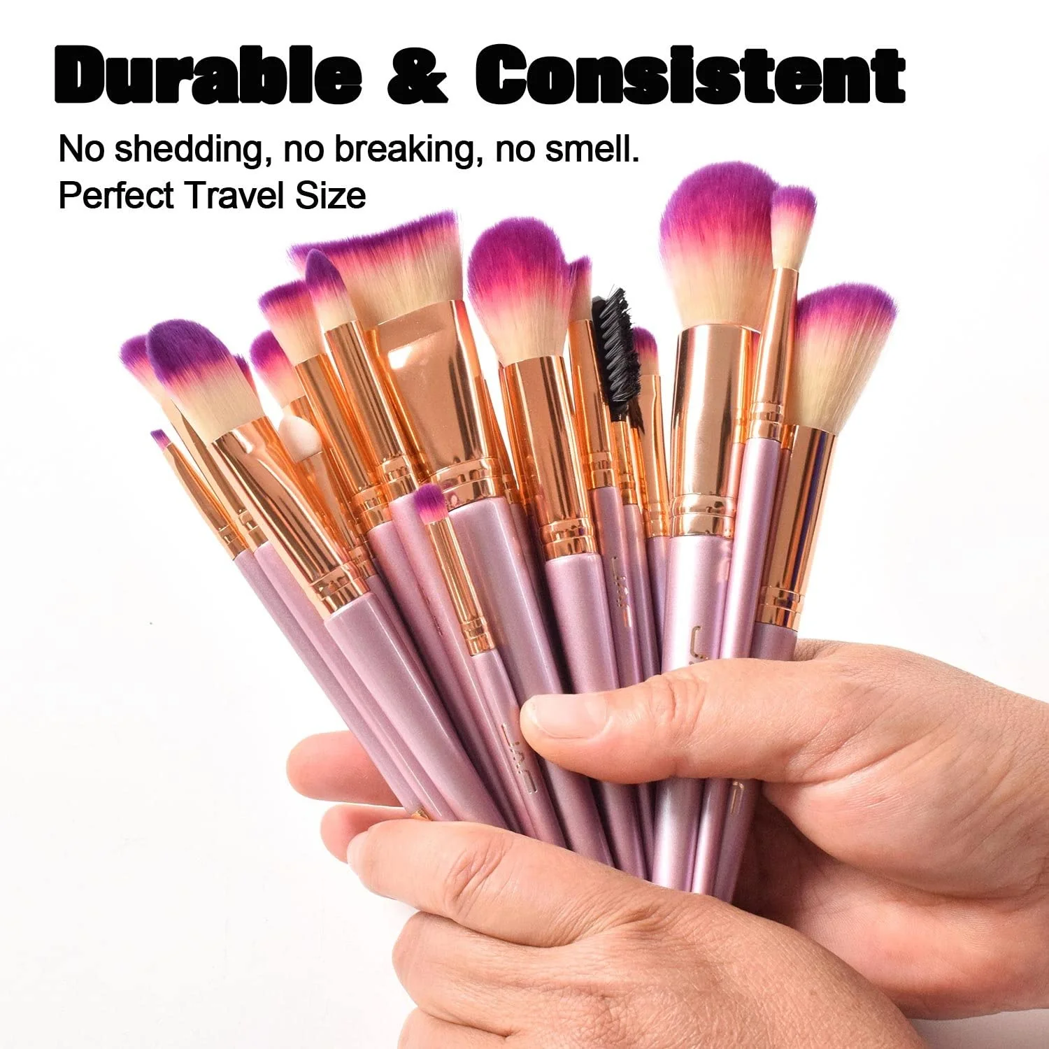 JAF 26pcs Makeup Brush Set Professional Kabuki Full Face Contour Brush Set Pink Complete Vegan Brush Kit, Soft Make Pretty Cute Rose Gold Cosmetic brush Purple - Image 7