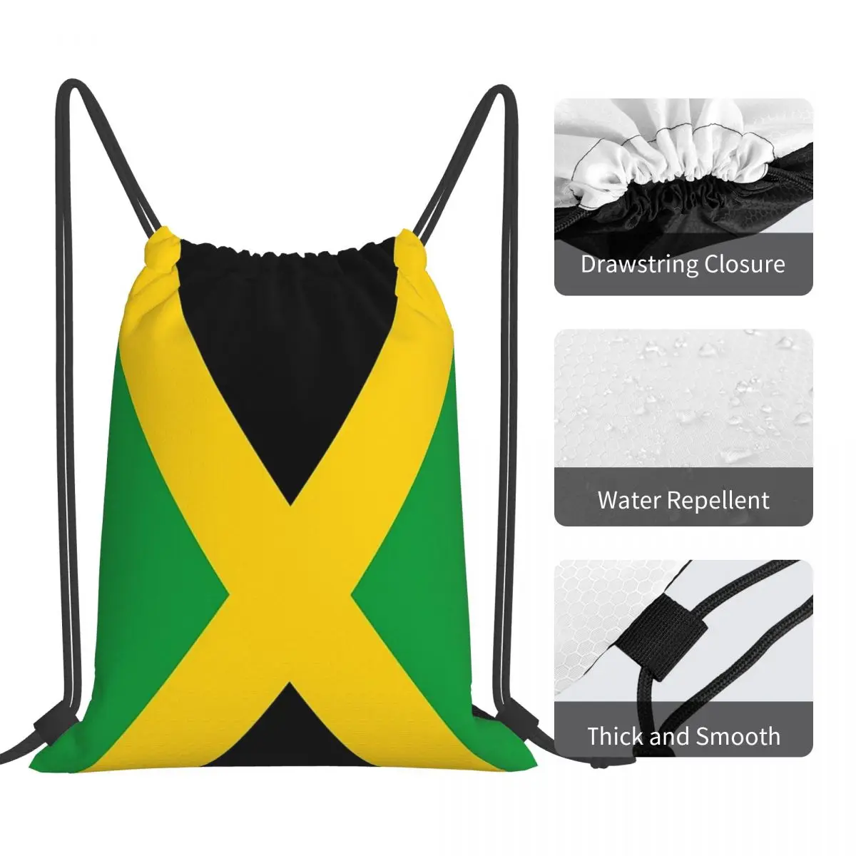 Jamaica Flag Backpacks Casual Portable Drawstring Bags Drawstring Bundle Pocket Sundries Bag Book Bags For Man Woman Students - Image 3