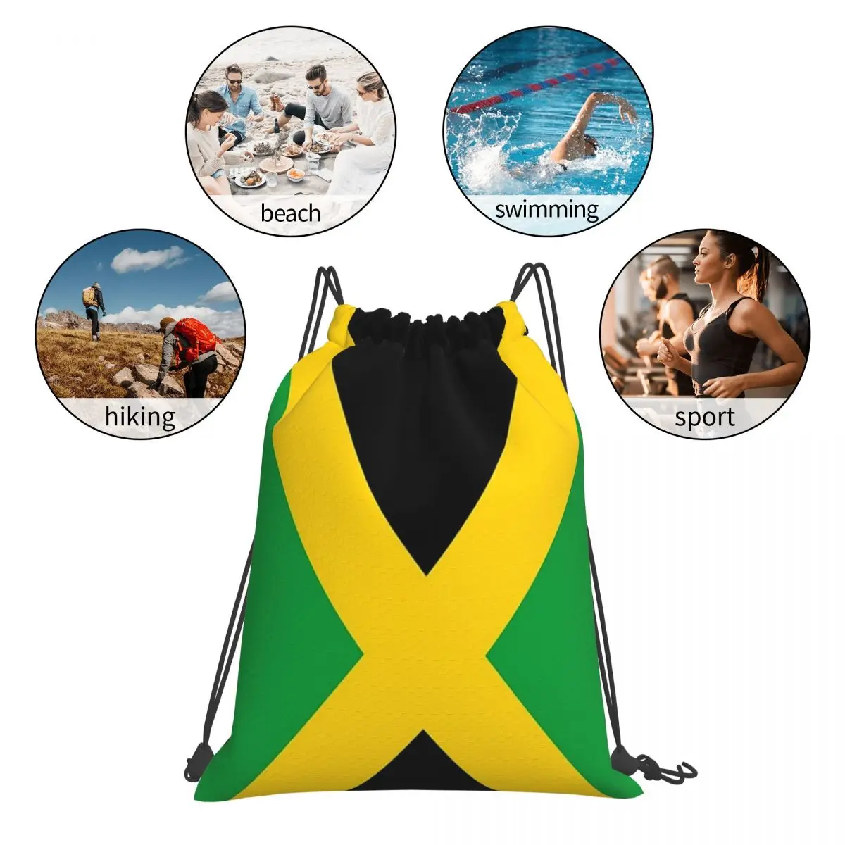 Jamaica Flag Backpacks Casual Portable Drawstring Bags Drawstring Bundle Pocket Sundries Bag Book Bags For Man Woman Students - Image 4