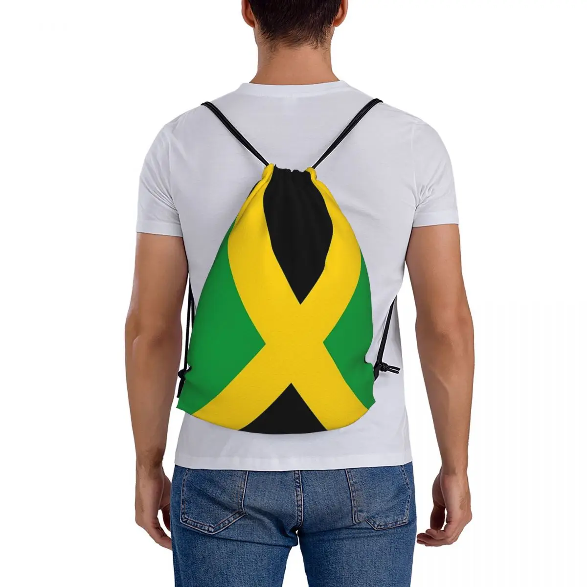 Jamaica Flag Backpacks Casual Portable Drawstring Bags Drawstring Bundle Pocket Sundries Bag Book Bags For Man Woman Students - Image 6