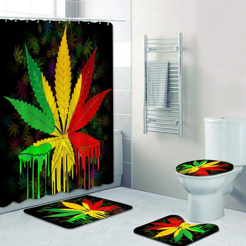 Jamaica Rasta Reggae Lion Bathroom Decor Rasta Reggae Art Bathroom Shower Curtains Set Rastafarian Bath Rug Mats Carpet Toilet - Image 13