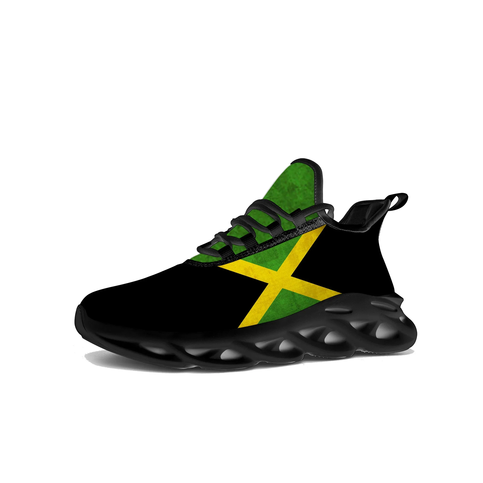 Jamaican Flag Flats Sneakers Mens Womens Sports Jamaica Shoes High Quality Sneaker Lace Up Mesh Footwear Tailor-made Shoe Black - Image 4