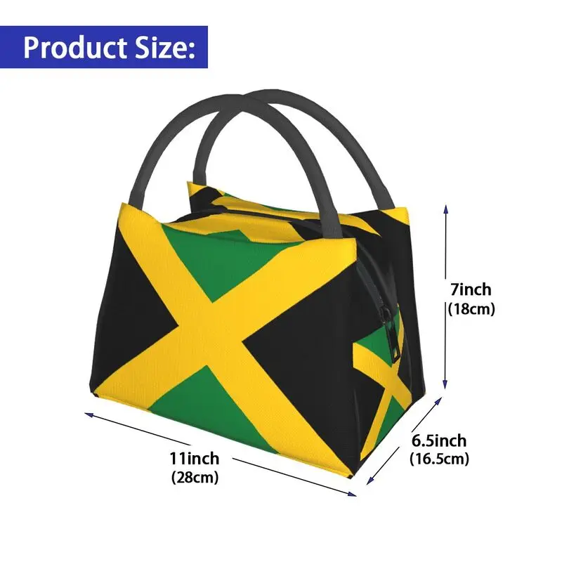 Jamaican Flag Thermal Insulated Lunch Bag Women Patriotism Resuable Lunch Tote for Office Outdoor Storage Meal Food Box - Image 3