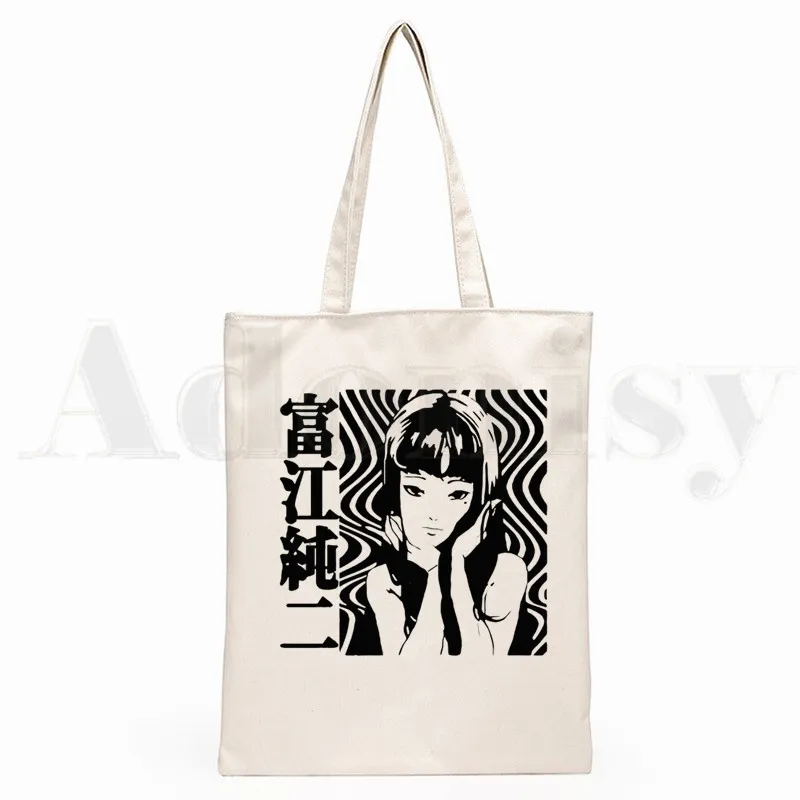 Japan Manga Junji Ito Tomie Shintaro Kago Graphic Hipster Cartoon Print Shopping Bags Girls Fashion Casual Pacakge Hand Bag - Image 13