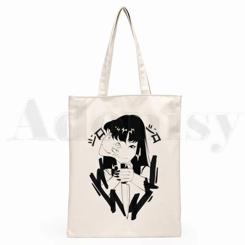Japan Manga Junji Ito Tomie Shintaro Kago Graphic Hipster Cartoon Print Shopping Bags Girls Fashion Casual Pacakge Hand Bag - Image 2