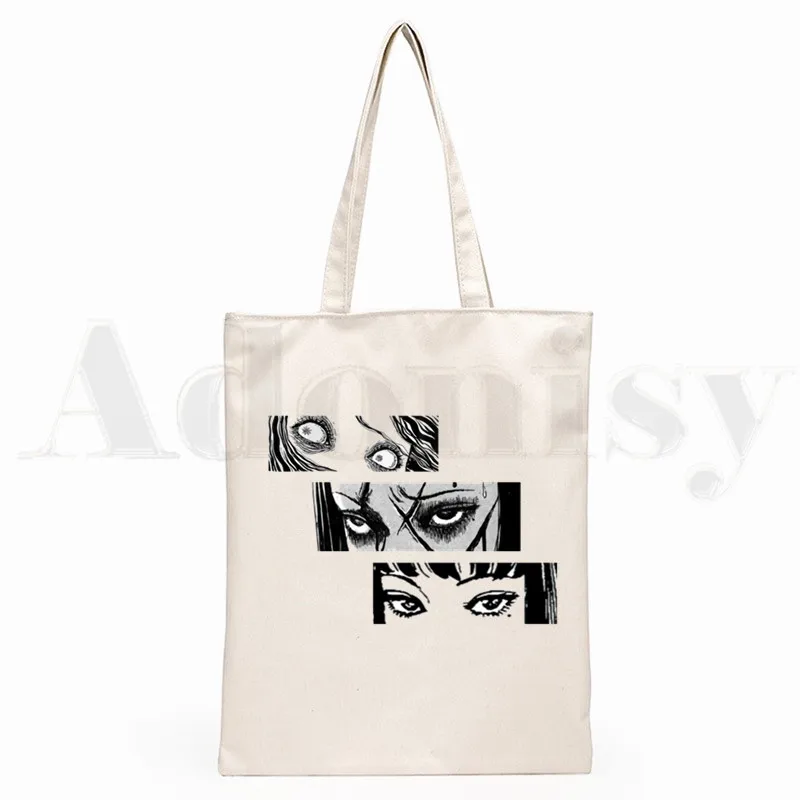 Japan Manga Junji Ito Tomie Shintaro Kago Graphic Hipster Cartoon Print Shopping Bags Girls Fashion Casual Pacakge Hand Bag - Image 3