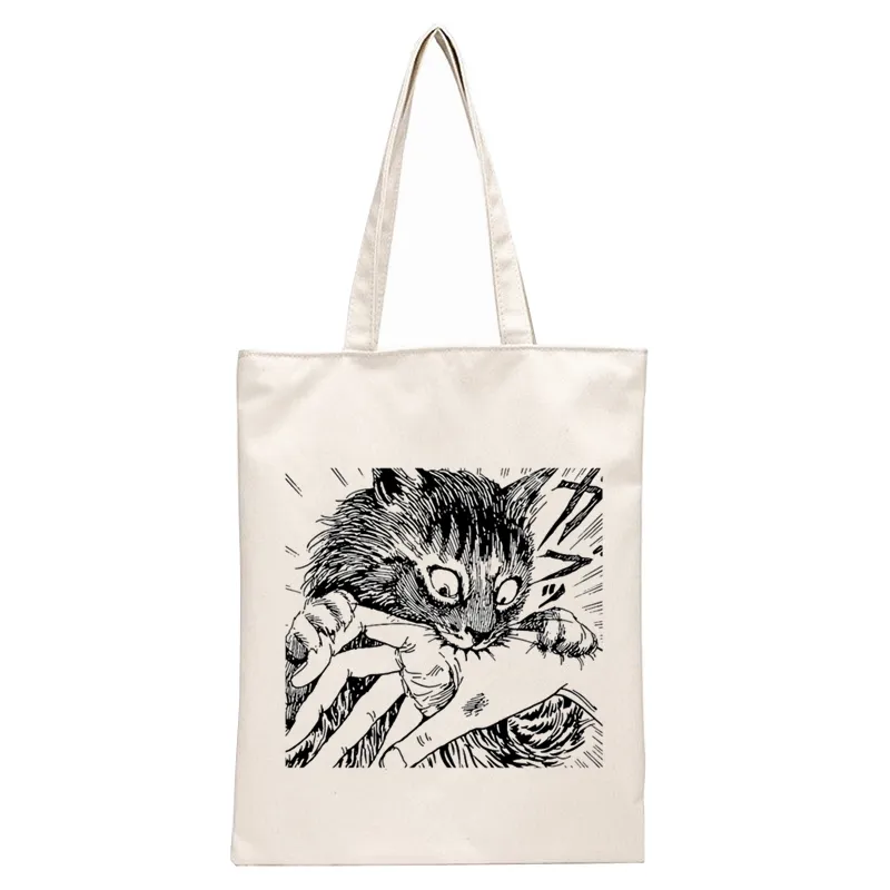 Japan Manga Junji Ito Tomie Shintaro Kago Graphic Hipster Cartoon Print Shopping Bags Girls Fashion Casual Pacakge Hand Bag - Image 7