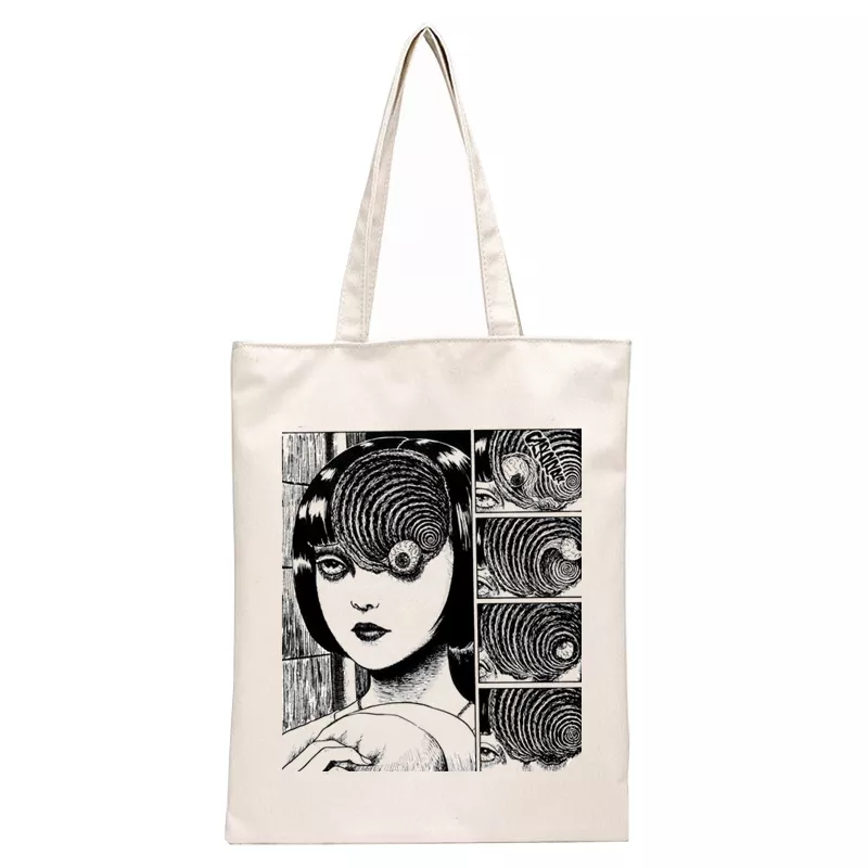 Japan Manga Junji Ito Tomie Shintaro Kago Graphic Hipster Cartoon Print Shopping Bags Girls Fashion Casual Pacakge Hand Bag - Image 9
