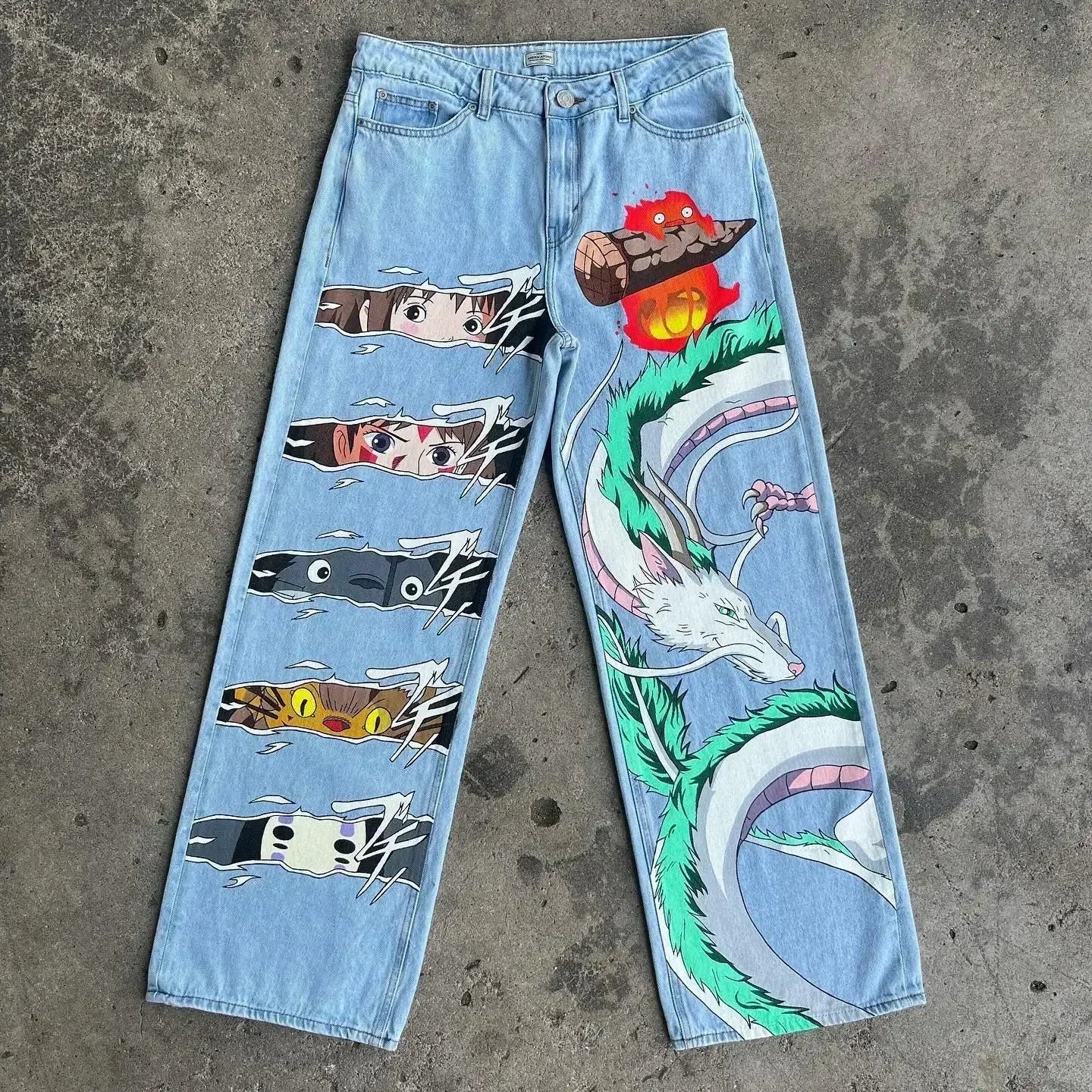 Japanese anime printing baggy jeans harajuku wide leg denim pants y2k men jean streetwear vintage couples trouser women clothing - Image 10