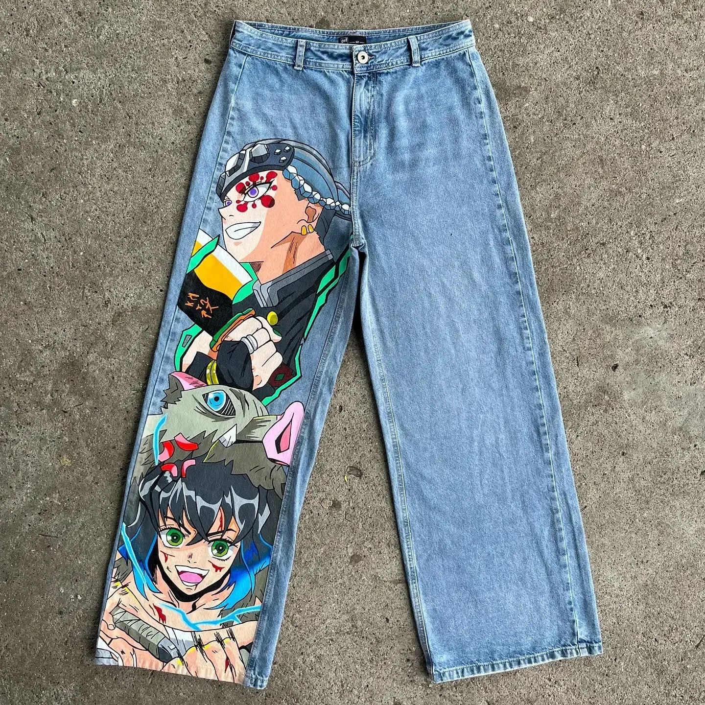 Japanese anime printing baggy jeans harajuku wide leg denim pants y2k men jean streetwear vintage couples trouser women clothing - Image 12