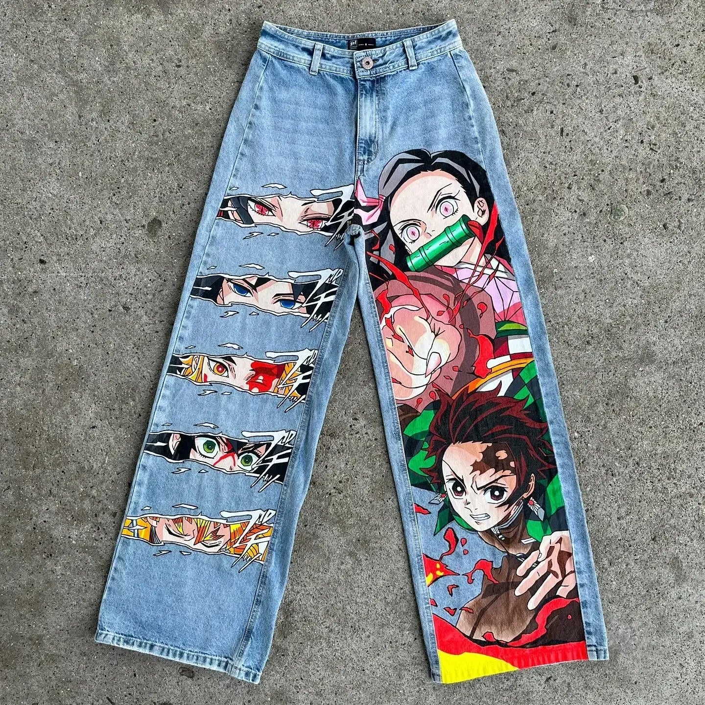 Japanese anime printing baggy jeans harajuku wide leg denim pants y2k men jean streetwear vintage couples trouser women clothing - Image 14