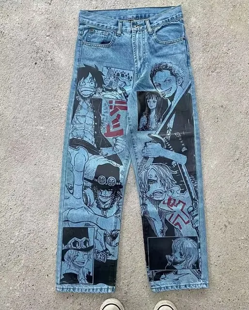 Japanese anime printing baggy jeans harajuku wide leg denim pants y2k men jean streetwear vintage couples trouser women clothing - Image 16