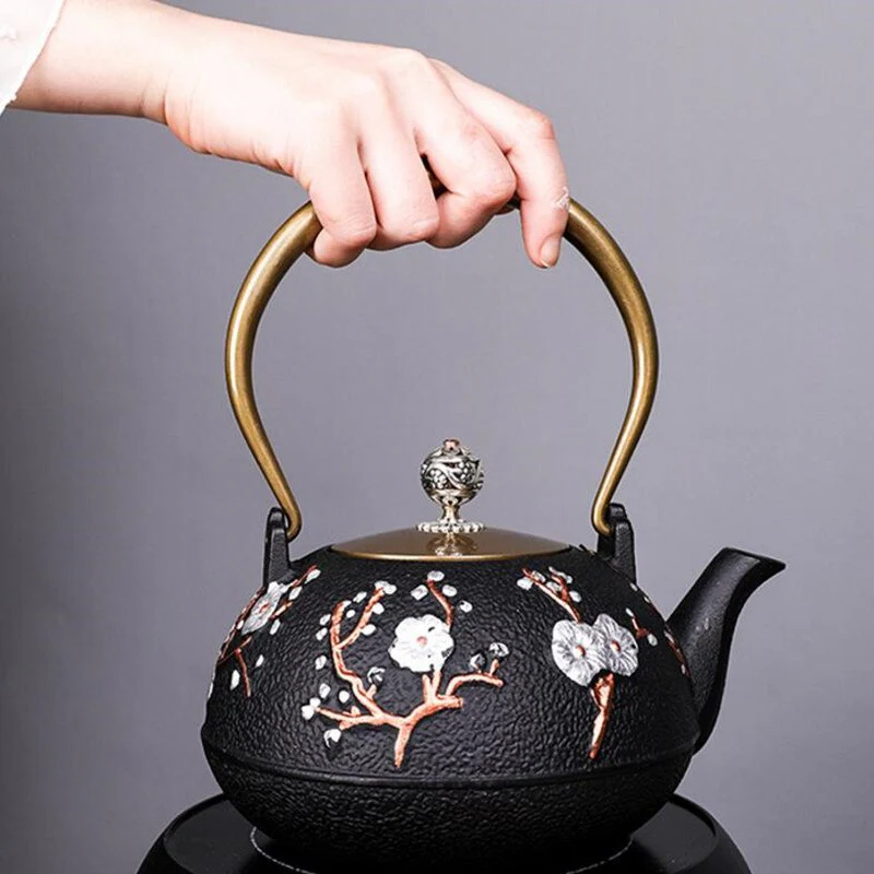 Japanese High quality Cast Iron Teapot Induction Cooker Kettle With Strainer Tea Pot Oolong Tea Coffee Maker Office Tea set 1.2L - Image 16