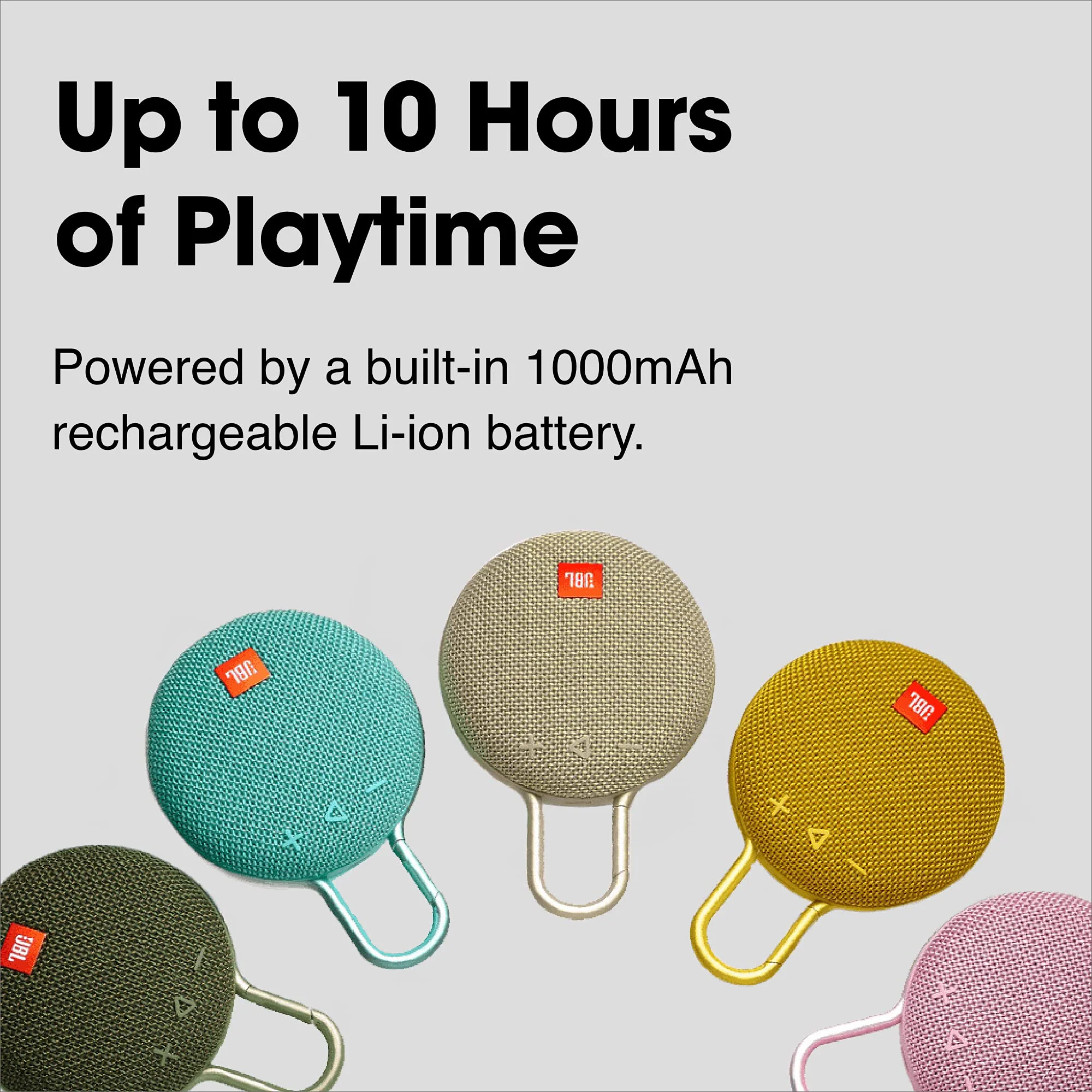 JBL Clip 3, Desert Sand - Waterproof, Durable & Portable Bluetooth Speaker - Up to 10 Hours of Play - Includes Noise-Cancelling Speakerphone & Wireless Streaming - Image 4