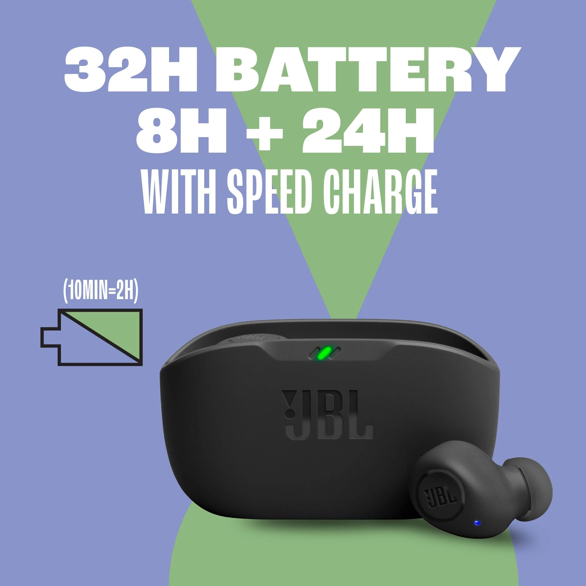 JBL Vibe Buds - True Wireless Earbuds, Smart Ambient, VoiceAware, Up to 32 total hours of battery life with speed charging, Water and dust resistant, JBL Deep Bass Sound (Black) - Image 2