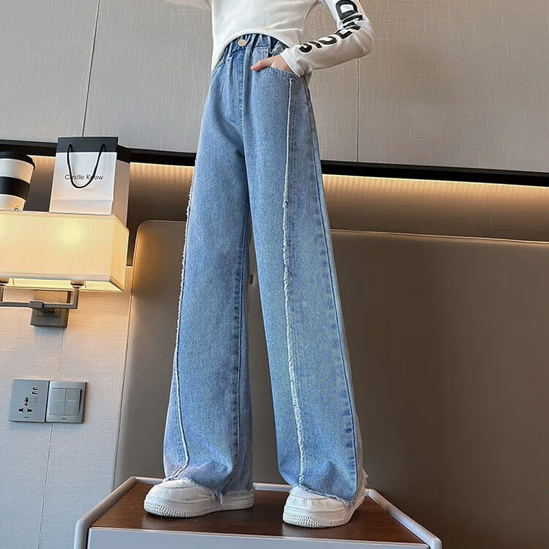 Jeans for Girls 2024 New Fashion Cartoon Printed Long Denim Trousers Teens Kids Cute Dog Pattern Wide Leg Pants 5 7 9 11 13 14Y - Image 12