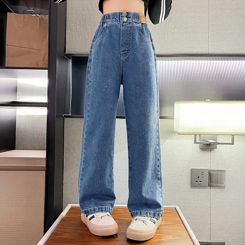 Jeans for Girls 2024 New Fashion Cartoon Printed Long Denim Trousers Teens Kids Cute Dog Pattern Wide Leg Pants 5 7 9 11 13 14Y - Image 15