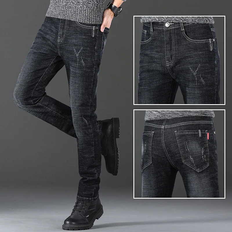 Jeans Men Autumn and Winter New Elastic Business Men's Pants Youth Men Straight Man Men's Adult Seasons A Comfortable Gentleman - Image 2