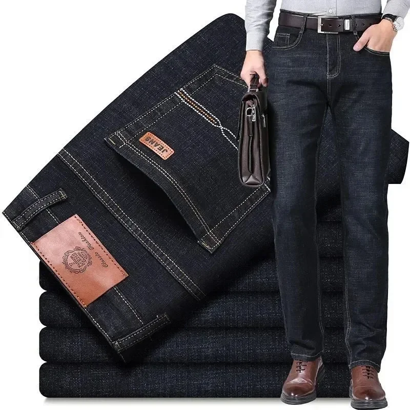 Jeans Men Autumn and Winter New Elastic Business Men's Pants Youth Men Straight Man Men's Adult Seasons A Comfortable Gentleman - Image 4
