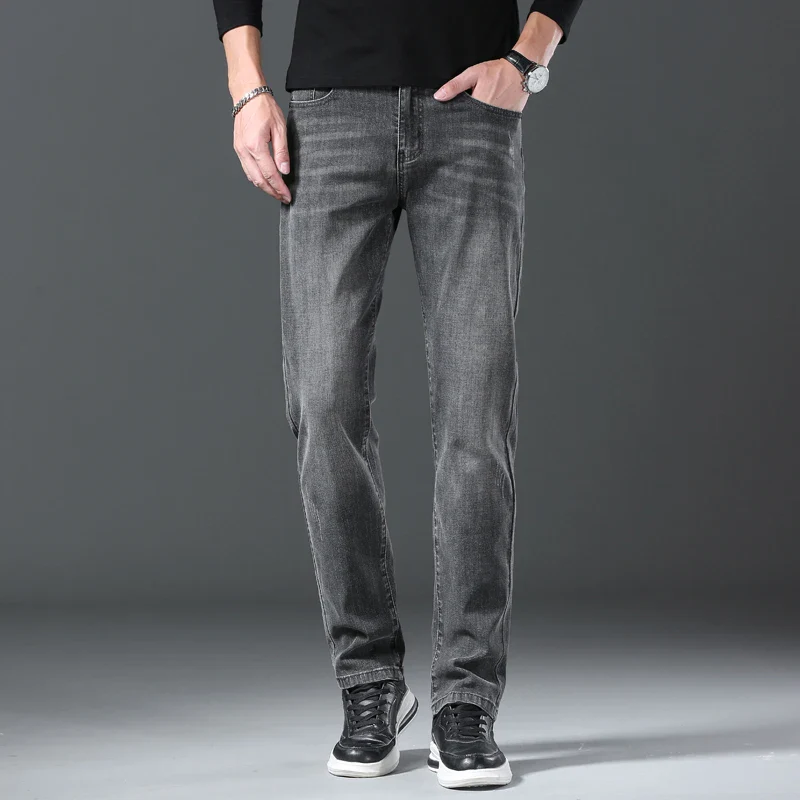 Jeans men straight tube loose 2024 autumn new item business elastic men's versatile casual pants trendy brand long pants men - Image 15