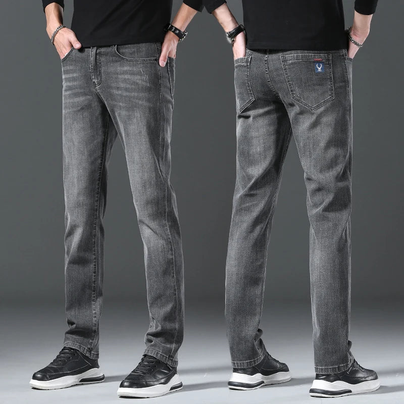 Jeans men straight tube loose 2024 autumn new item business elastic men's versatile casual pants trendy brand long pants men - Image 16