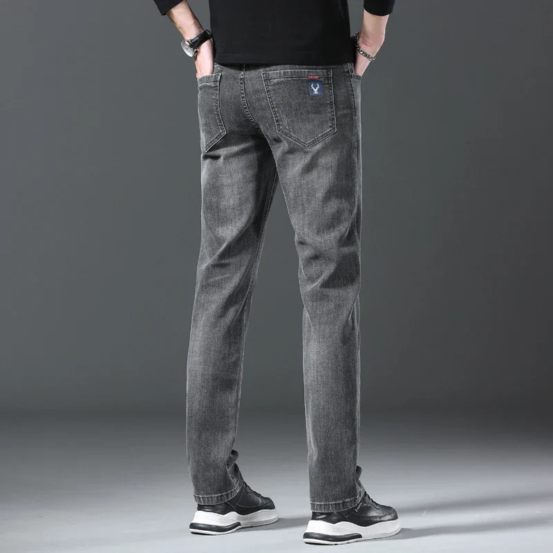 Jeans men straight tube loose 2024 autumn new item business elastic men's versatile casual pants trendy brand long pants men - Image 17