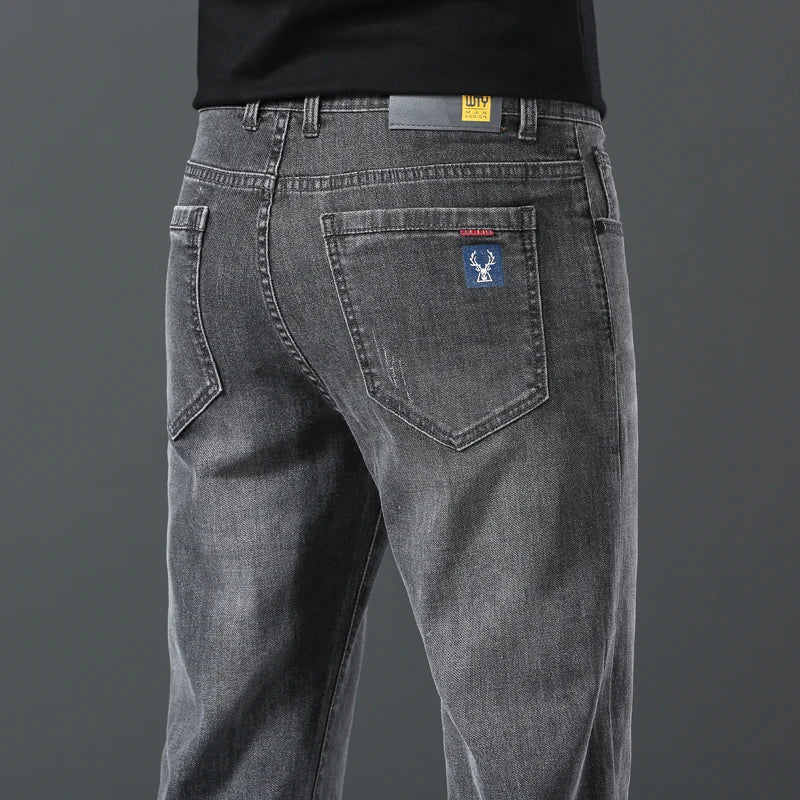 Jeans men straight tube loose 2024 autumn new item business elastic men's versatile casual pants trendy brand long pants men - Image 21